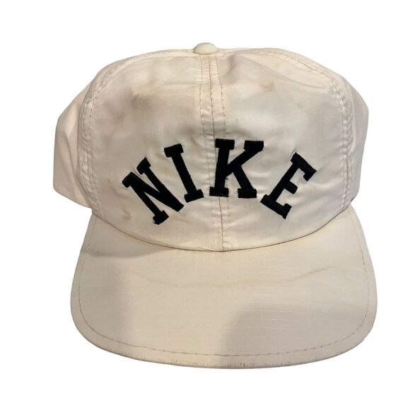 Vintage Nike Hat SnapBack Spell Out Logo Cap Nylon 80s RARE Made